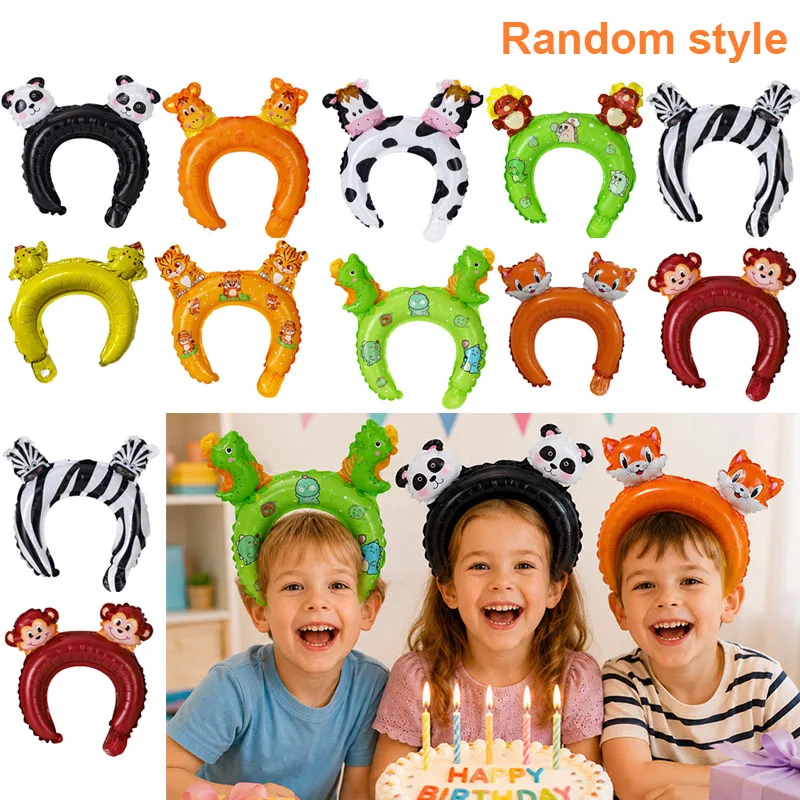 22pcs Double Headed Animal Headband Balloons, Cartoon Balloons, Birthday Party Decoration Balloons, Gifts For Wedding, School