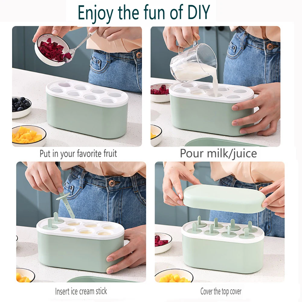 المصاصة/الشربات صنع قالب الغذاء الصف المصاصة صنع صندوق الثلج المجمد أدوات جلخ مع غطاء المنزلية DIY بها بنفسك الآيس كريم محلية الصنع