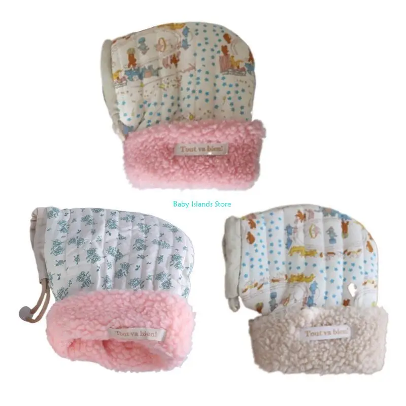 

K92D Handlebar Muffs Cartoon Printed Infant Thicked Warmmuff Warm Mittens for Scooter