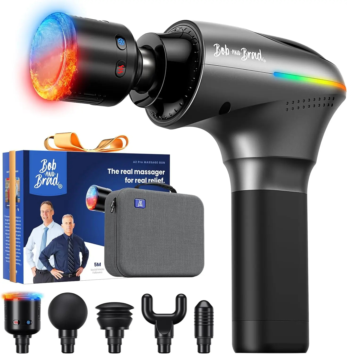 

Professional Percussion Massage Gun with Heat & Cold Therapy, Deep Tissue Muscle Relief for Home Gym, Portable with Force Sensor