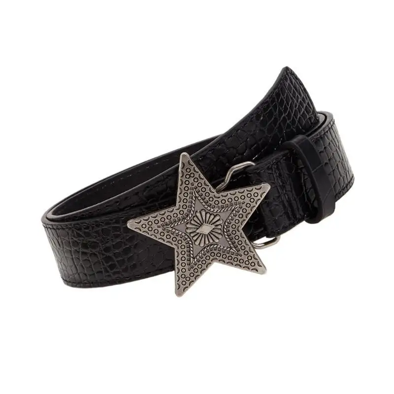 

652F Engraved Waist Belt Chain Punk Star for Casual Costume Belt for Jeans Dress