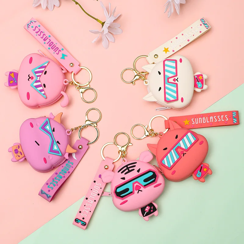 Minsoクリエイティブシリコンコインパース、子供用収納バッグ、キーホルダー、ペンダント、絶妙なバッグデコレーション、クレーンゲーム景品