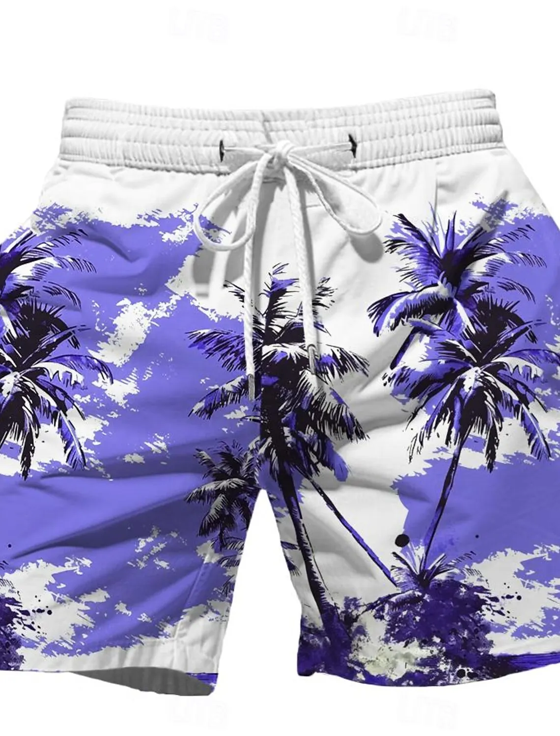 Fashion Coconut Tree Men\'s Board Shorts Hawaiian Shorts Swim Trunks Drawstring Short Holiday Beach Streetwear Harajuku