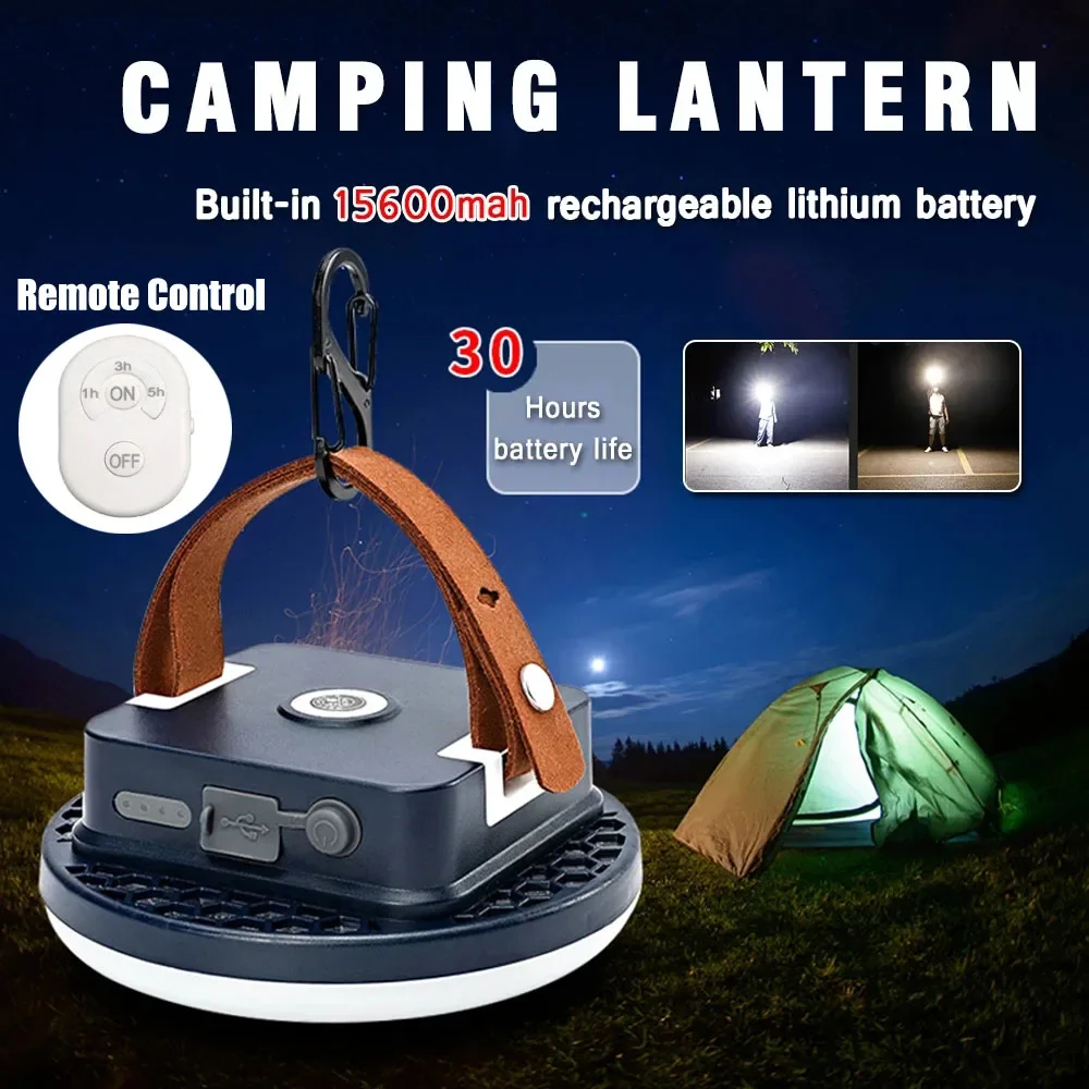 15600maH Camping Lantern LED USB Fast Rechargeable Portable Tent Travel Light Remote Powerful Flashlight Outdoor Repair Lighting