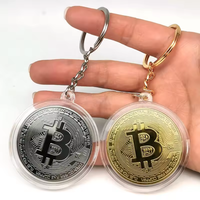 BitCoin Keychain Physical Commemorative BitCoin Keyring Metal Bit Coin with Plastic Case Gold, Silver BitCoin Key Chain Key Ring