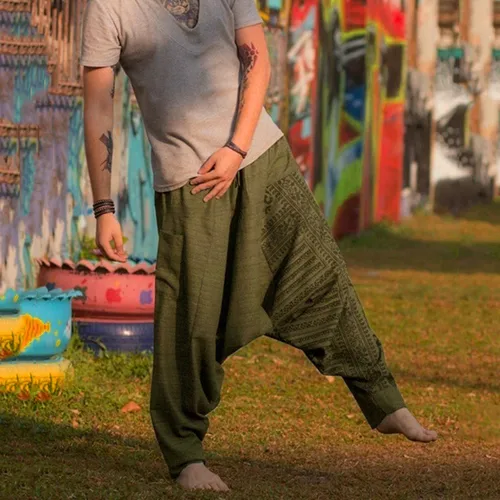 Pantalones cruzados de estilo étnico para hombres, pantalones sueltos personalizados, pantalones Retro de gran tamaño, pantalones deportivos de estilo callejero