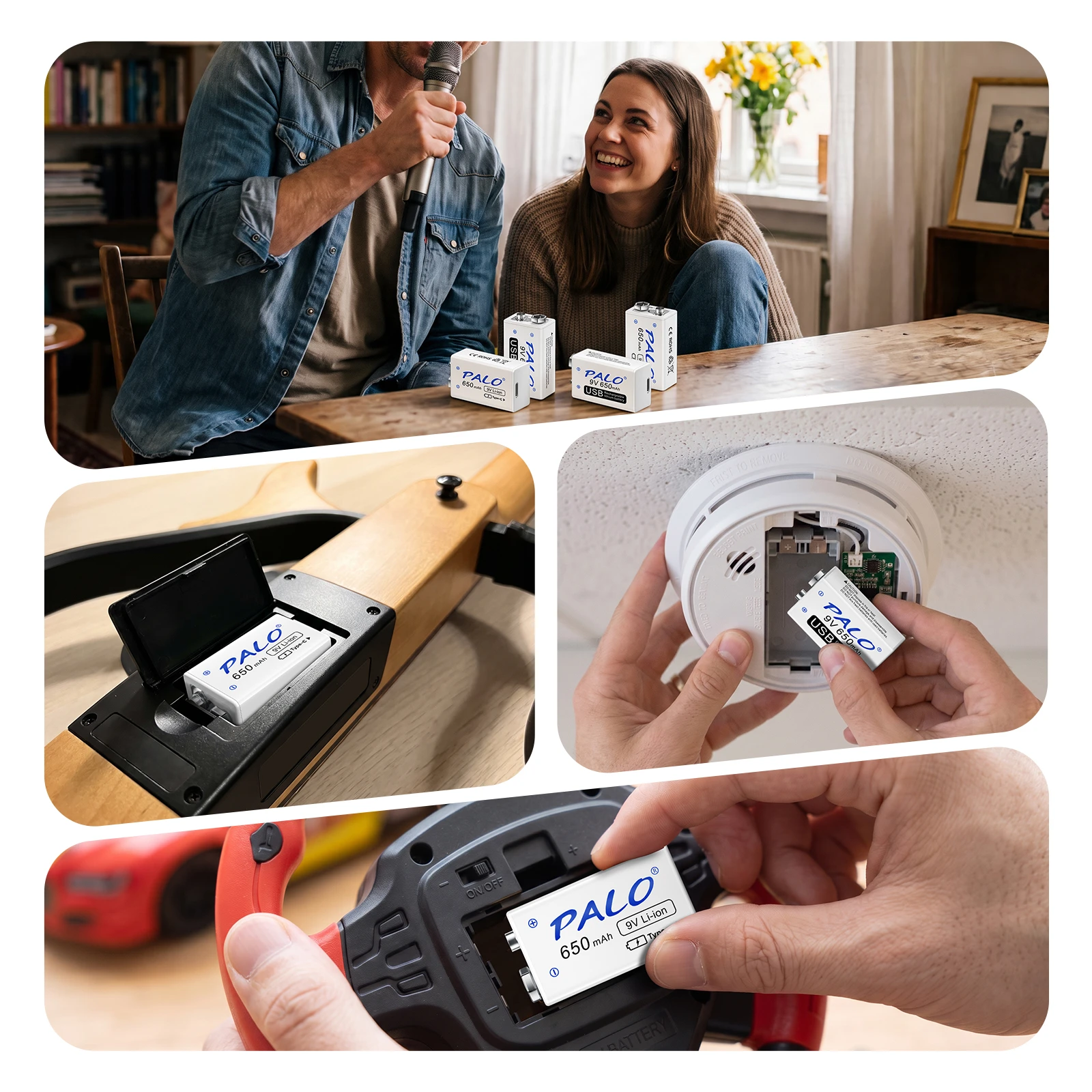 Akumulator litowo-jonowy PALO 650mAh 9V, bateria litowa 9V do multimetru, mikrofonu, zabawek, pilota, KTV — zdjęcie produktu 6
