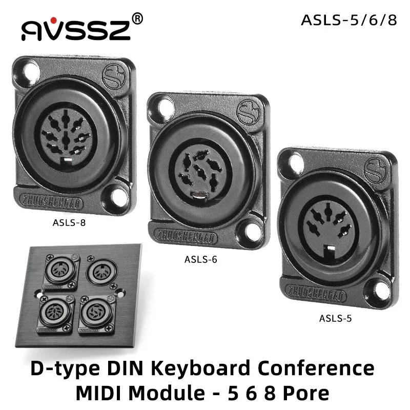 1PCS D-type DIN Connector 5Pin DIN Socket Panel Mount Socket Cable Connector Soldering Digital Microphone Converter