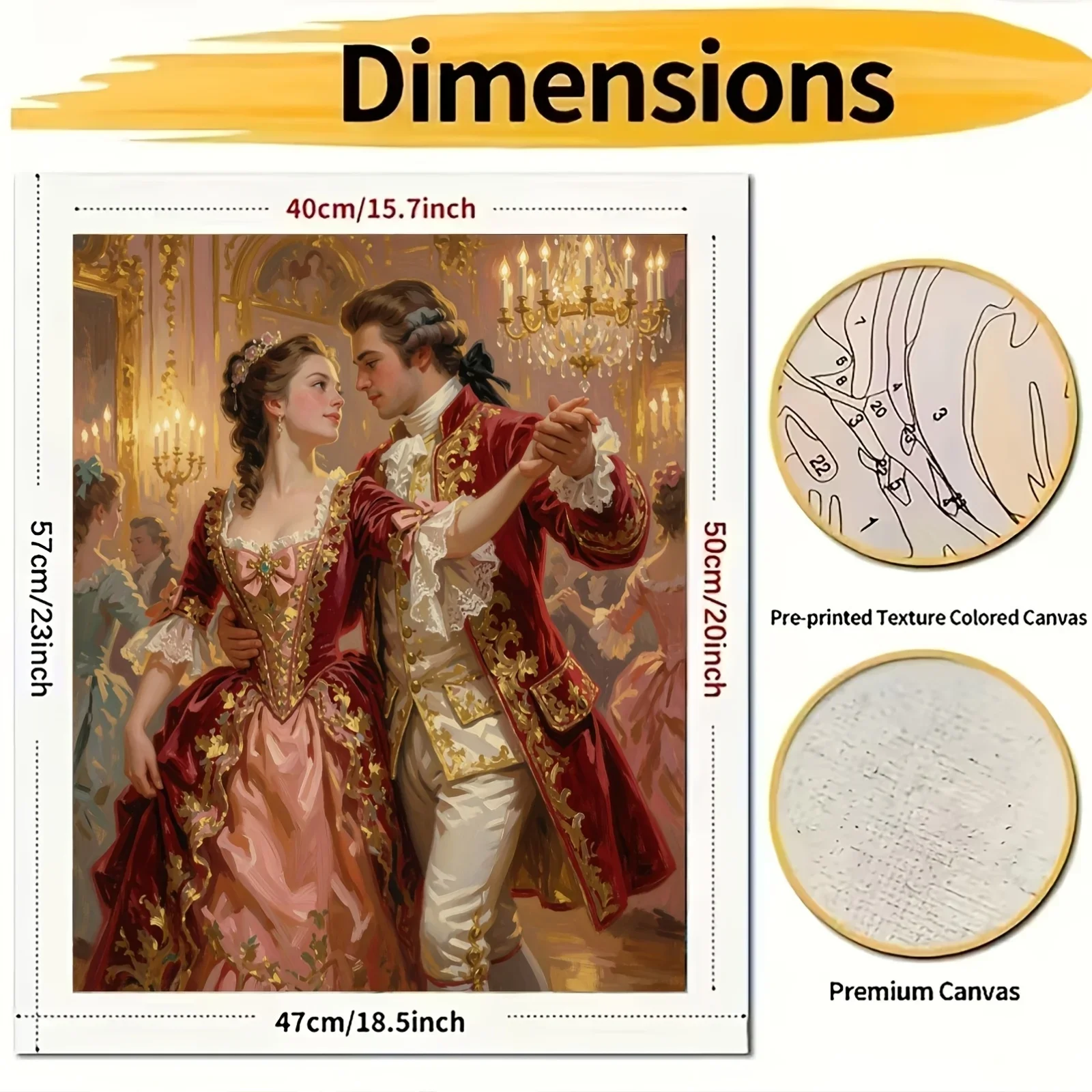 Professional art use 2D Flat 1set Frameless Adult Number Painting Kit, Beginner Starter Set, Romantic Ballroom Dance Paint by Nu