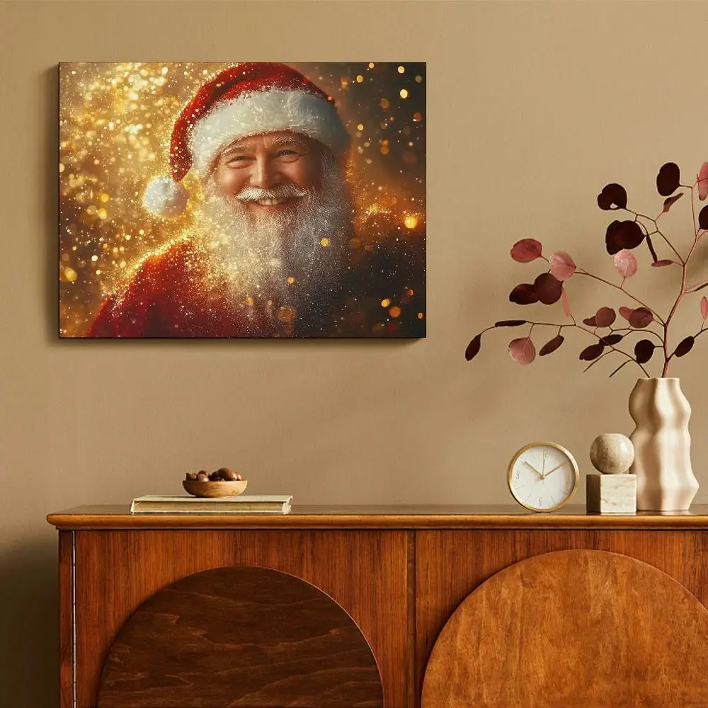 

1 Piece Vintage Classic Father Christmas Portrait Framed Artwork Merry Santa Suitable for Living Room Bedroom Hangable