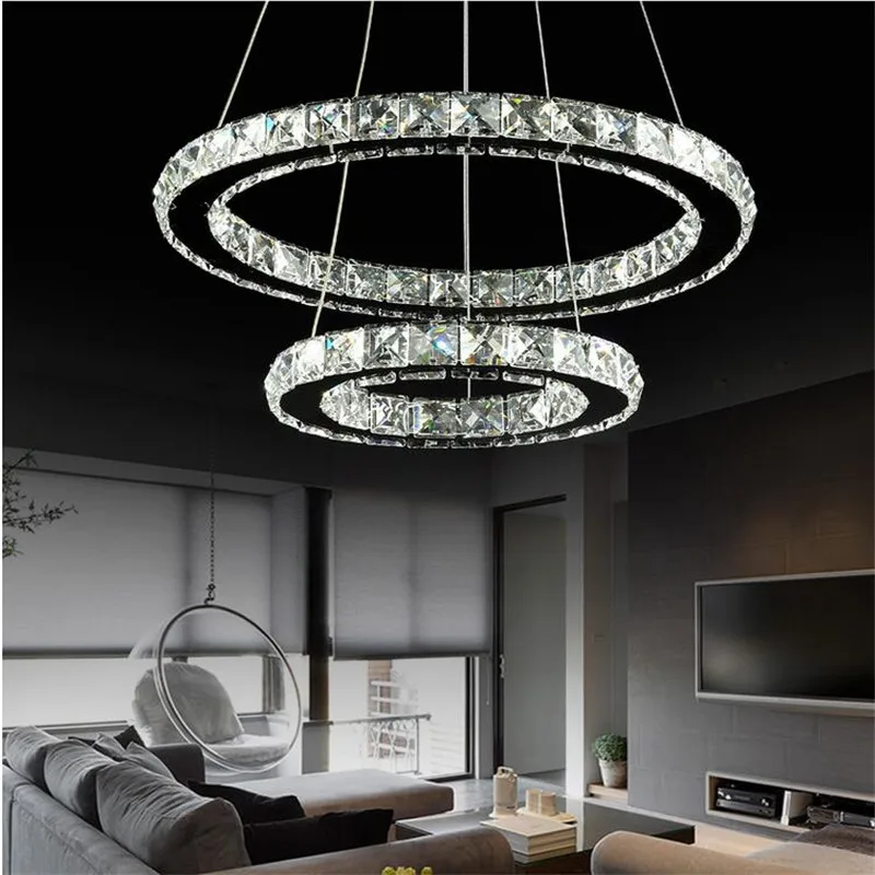 Imagem -02 - Crystal Led Chandelier para Iluminação Doméstica Moderno Circular Chrome Gloss Sala de Estar k9