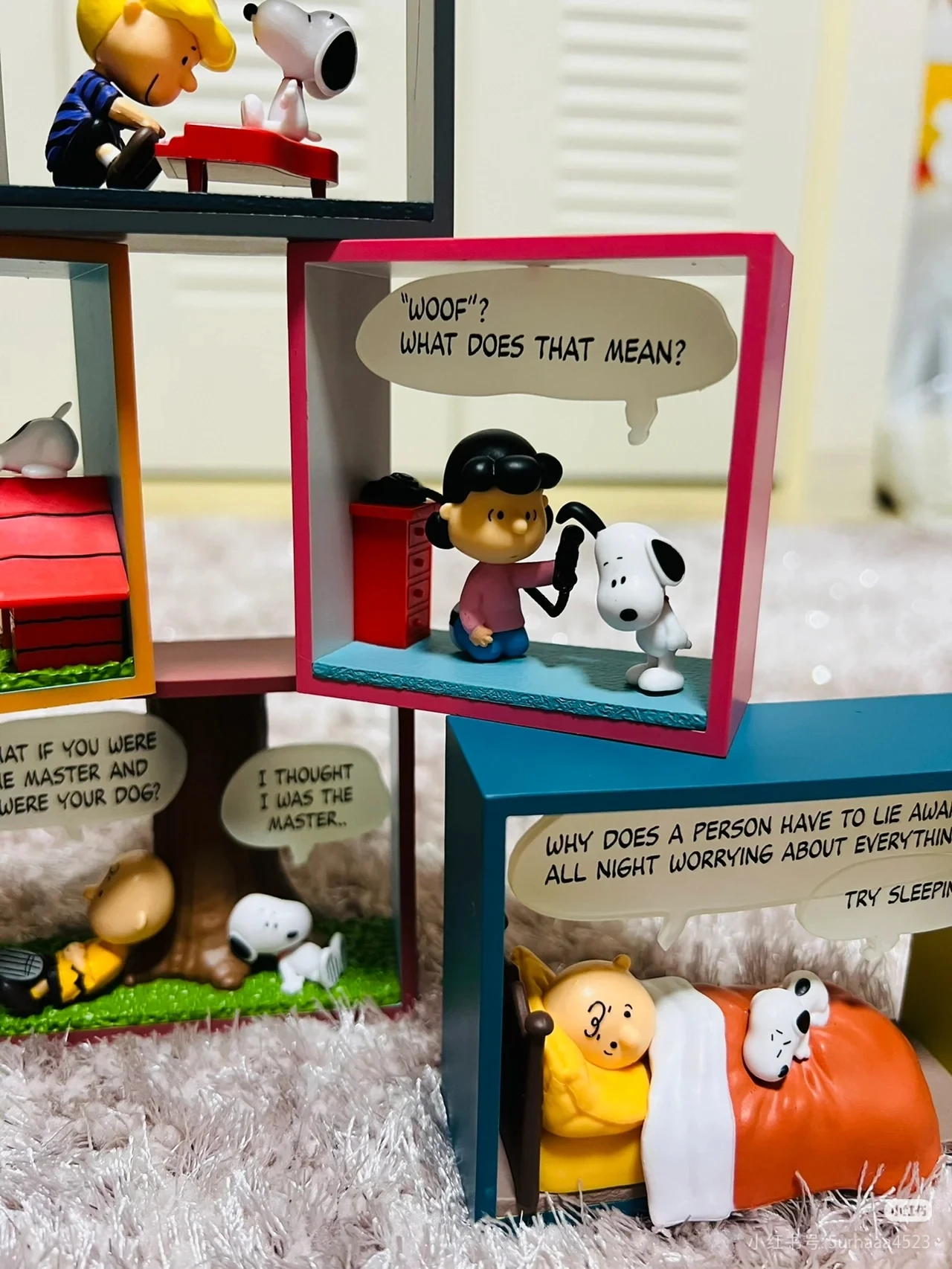 Re-Ment  Snoopy Comic Cube Collection Miniature Dolls Happy Hour Ornament PVC Anime Action Figure Blind Box Gift for Trendy Toy