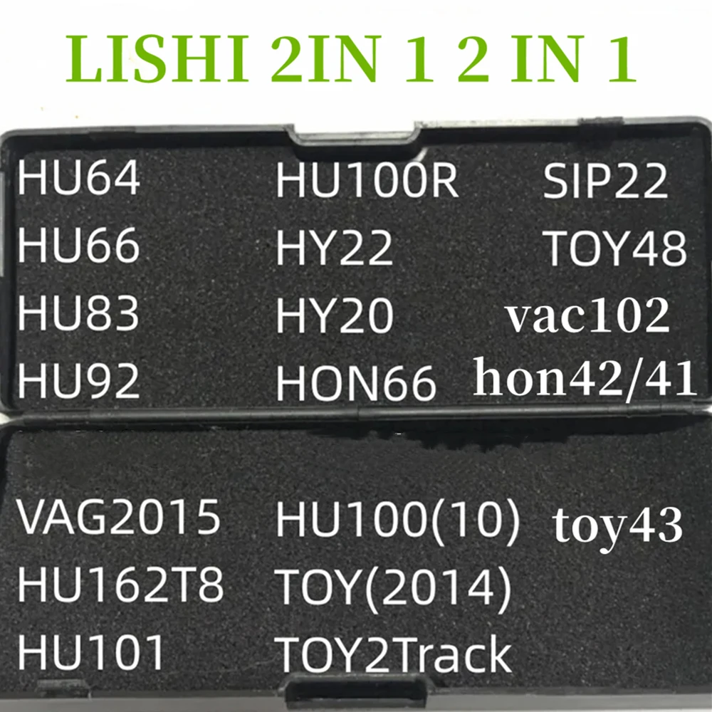 Lishi 2 en 1 2 en 1, hu66, hu100, hu100R, hy22, voc102, toy43, hon42, hu101, hu92, hu64, sip22, hy22, vag2015T8, HU83, HU87, HON66, TOY2TANK, herramientas