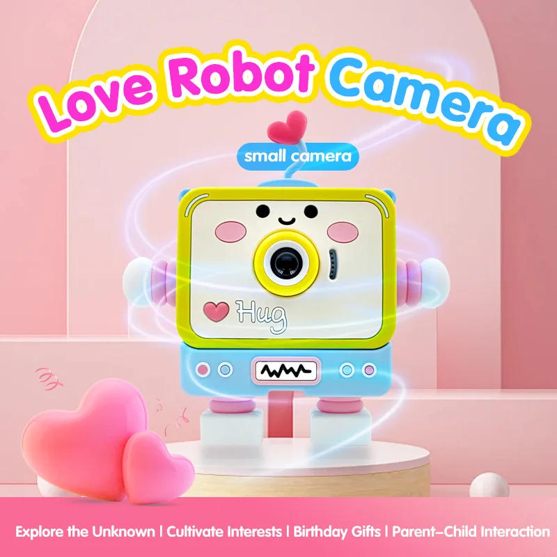 HD 1080P Kids Camera Mini Love Robot Kids Camera Cute Kids Camera Photo Video Cartoon Kids Mini Camera Kids New Year Gift Toy