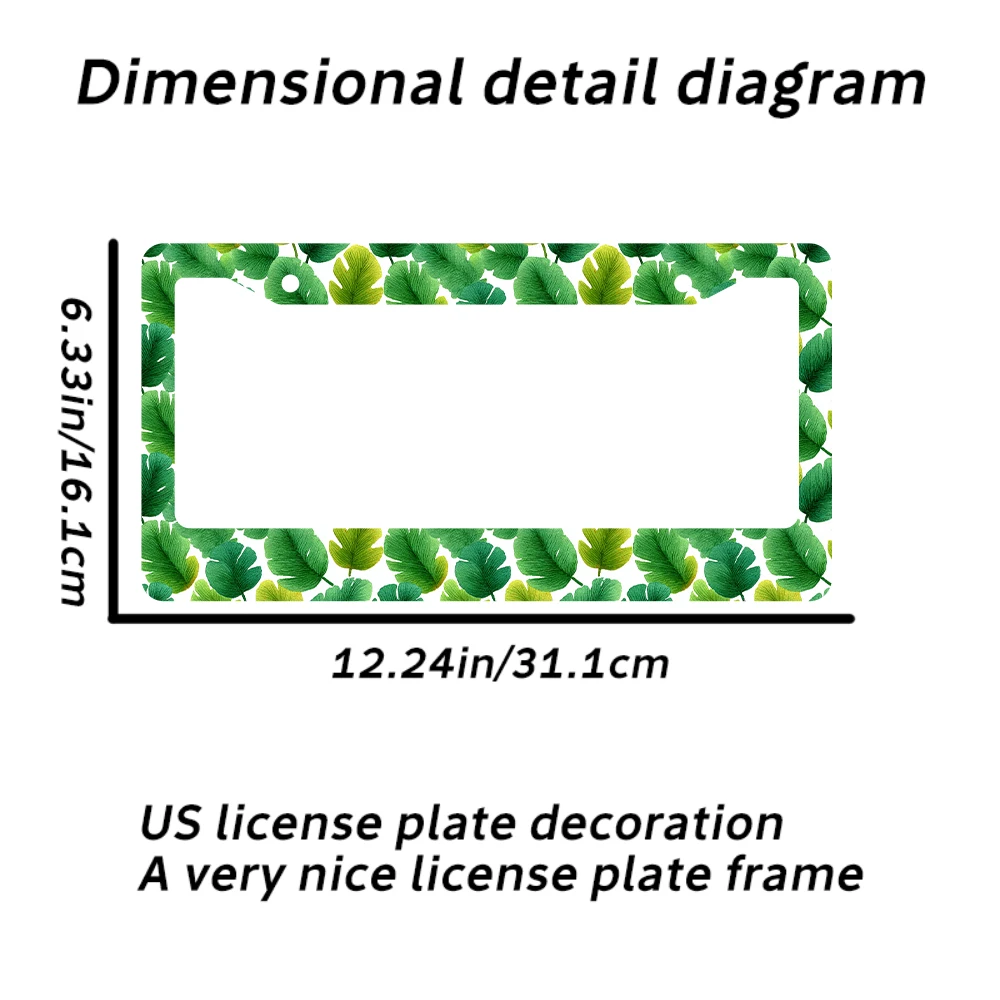1 قطعة نمط الورقة الخضراء 2-Hole إطار لوحة الرخصة مادة الألومنيوم 6x12 بوصة مع المسمار مجموعة الرجعية الجدة سيارة الديكور Gif #2
