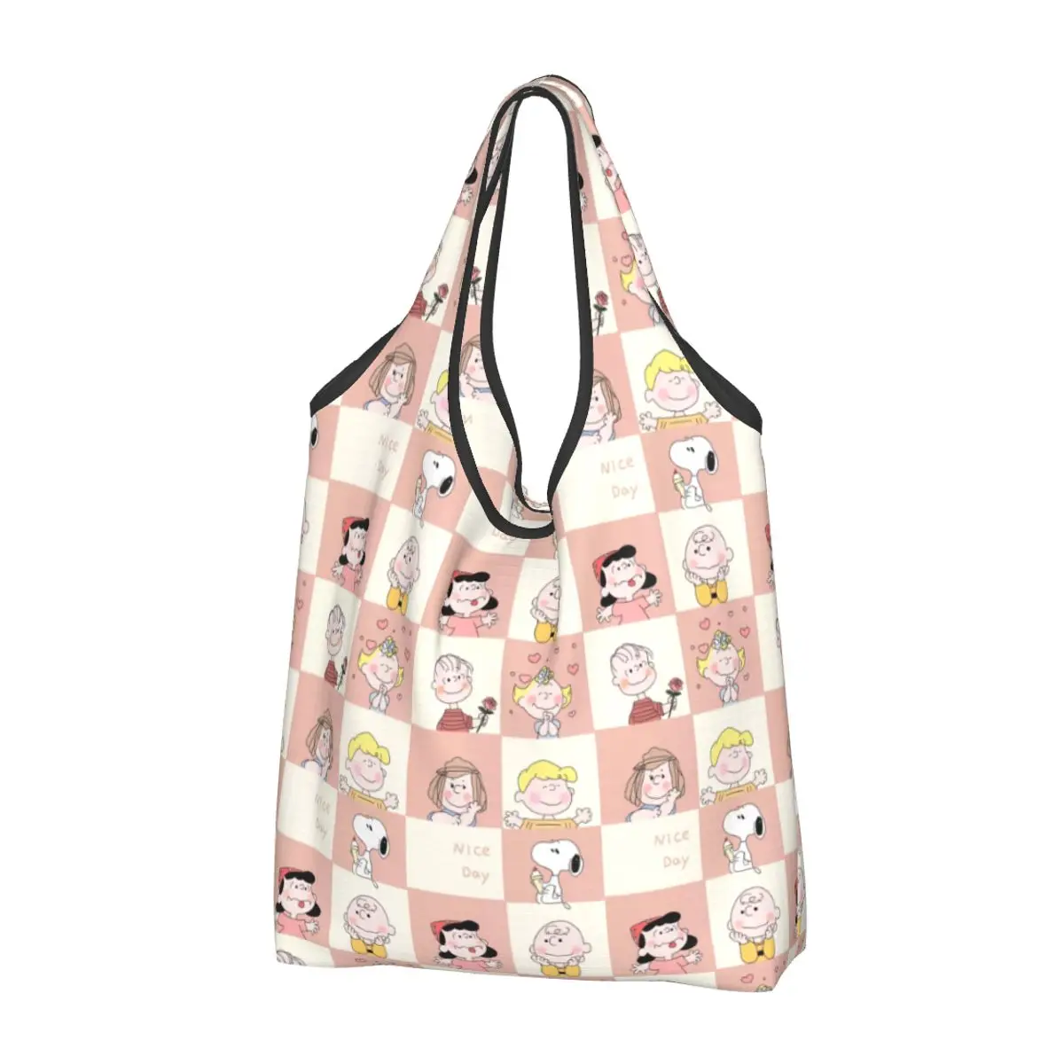 Reusable Peanuts Snoopy Cute Cartoon Shopping Bag for Groceries Foldable Grocery Bags Washable Large Tote Bags