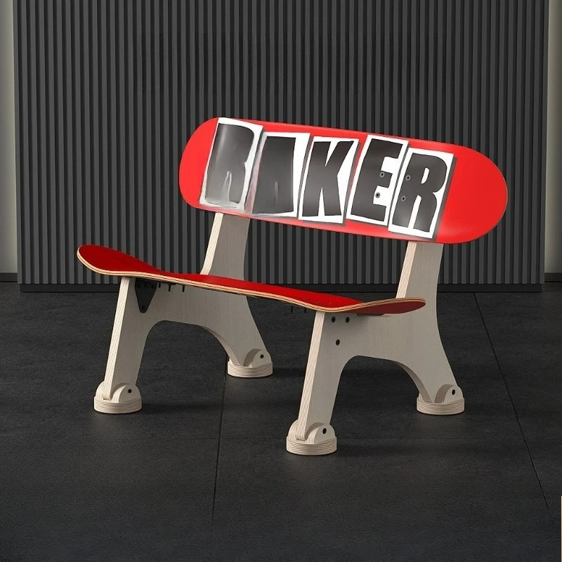 

Creative skateboard furniture Trend decorative chair Solid wood skateboard bracket Scrap skateboard