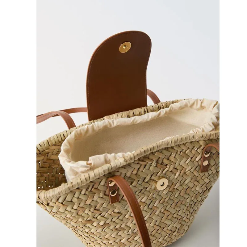 Bohemian Wicker Stroh korb Tasche Sommer Rattan Taschen für Frauen Handtaschen 2024 hand gefertigte gewebte Umhängetasche Bali Reise Strand taschen