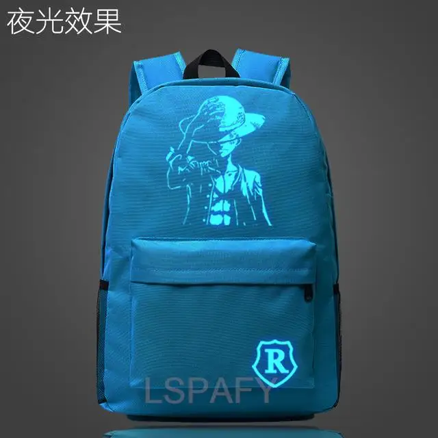 Monkey D Luffy One Piece Backpack Backpack travel School Luminous Book Bag teenagers Laptop Zipper bag Glow in the dark