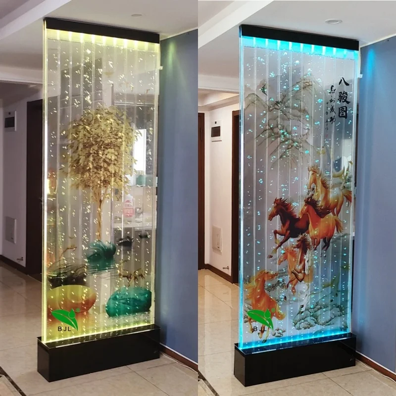 Customization.Restaurant Hotel Decoration Led Color Changing Acrylic Water Bubble Wall Water Curtain Feature with Pattern