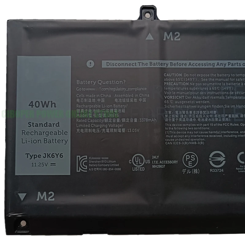 CP Laptop Battery JK6Y6 C5KG6 CF5RH 11.25V/3378mAh/40Wh For Latitude 3410 3510 Vostro 5300 5401 5501 Inspiron 5301G Series