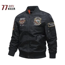 Tactical Flight Men Jackets Streetwear Embroidery Casual Coat Jacket Men Cotton Military OverallsPlus Size 4XL Casaco Masculino