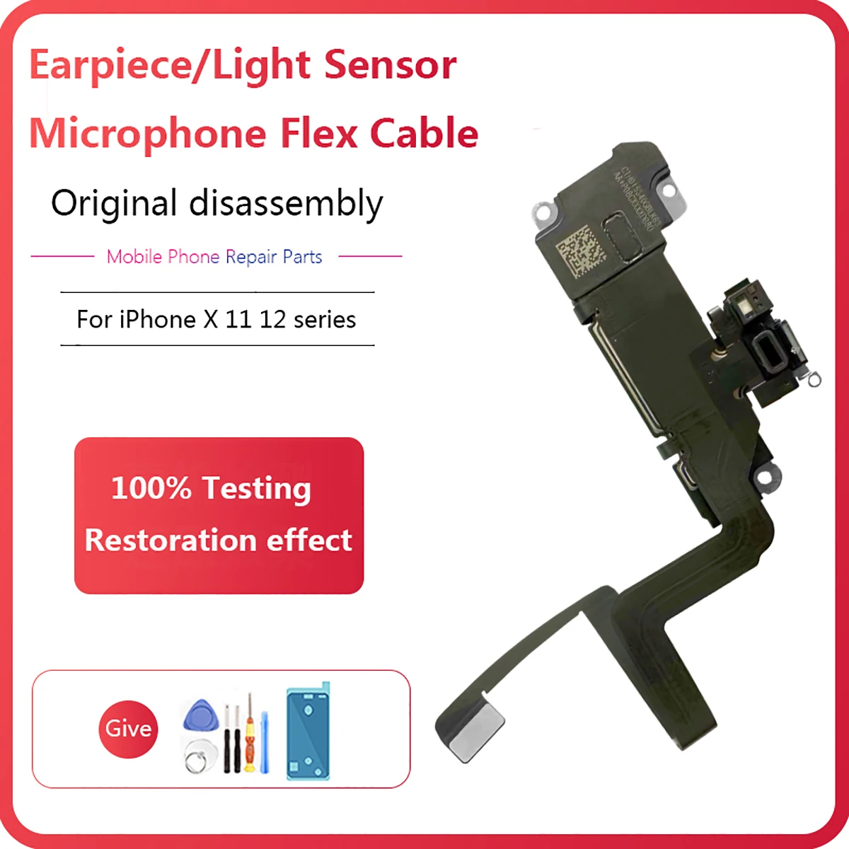 Earpiece Ear Speaker Tested Disassembly For iPhone 11 12 Mini X XR XS Pro Max Proximity Light Sensor Microphone Flex Cable