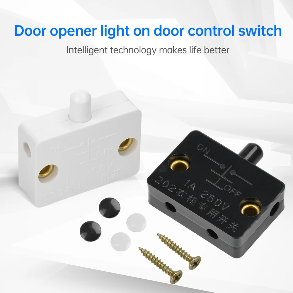 

Auto Reset Switch 1A 250V Wardrobe Light Switch Household Cabinet Door Control Switch Closet Cabinet Light Switch Push-Touch