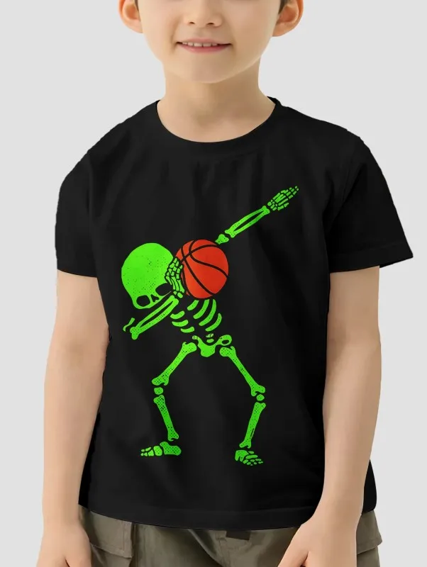 Halloween Dabbing Basketball Skeleton T-Shirt For Boys Kids Clothes Children\'s Boy\'s Clothing Tops Real Madrid Shirt Top Shirts