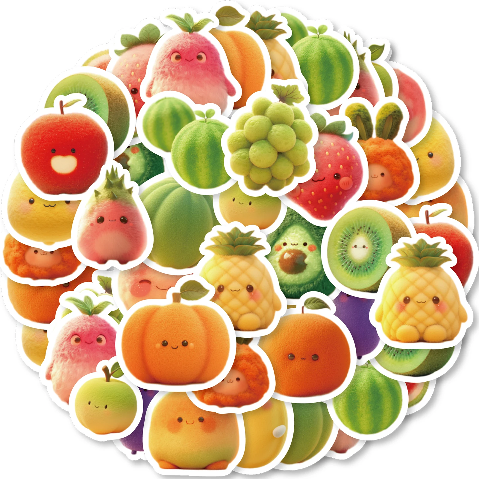 40pcs Cute Fruit Patterned Sheep Felt Stickers for Notebooks, Water Bottles, Suitcases, Guitars, Parties, Kids Stickers