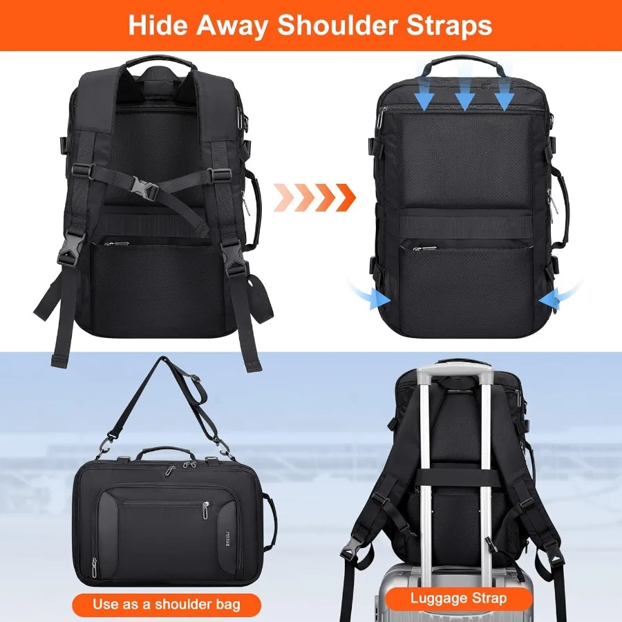 PIJUSHI حقيبة السفر للنساء الرجال الطيران المعتمدة تحمل على حقيبة 16 بوصة كمبيوتر محمول العنصر الشخصي Daypack مع مقصورة الأحذية P