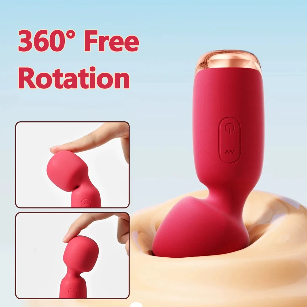 ميني AV عصا سحرية هزاز للنساء 360 °   دوران الحلمة البظر محفز الإناث الاستمناء تدليك الجنس لعب الكبار السلع