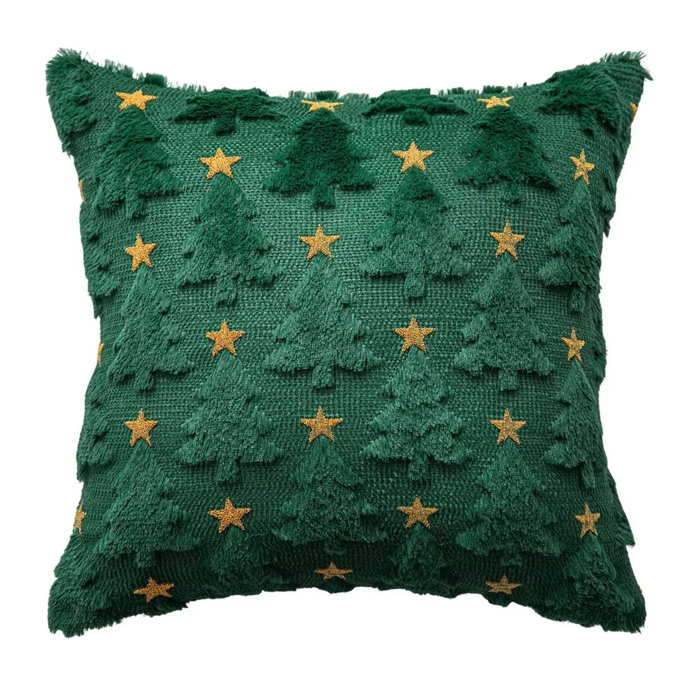 Christmas Pillow Covers 18x18 Pure Brown Soft Plush Faux Fur Winter Decoration Christmas Tree Cushion Cases for Sofa Couch