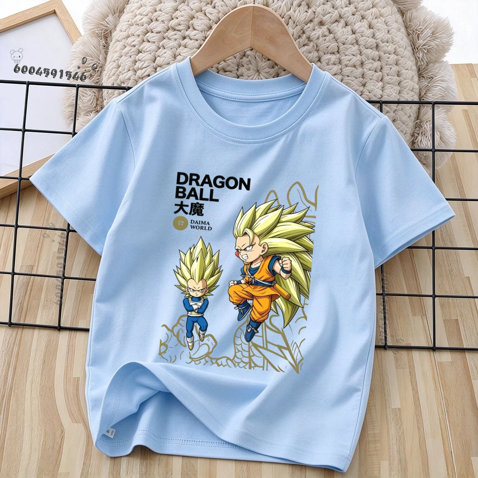 Latest model 100% Cotton Children's T-Shirt - Dragon Ball Super Saiyan Goku and Beegita Anime Print Soft and Breathable Top