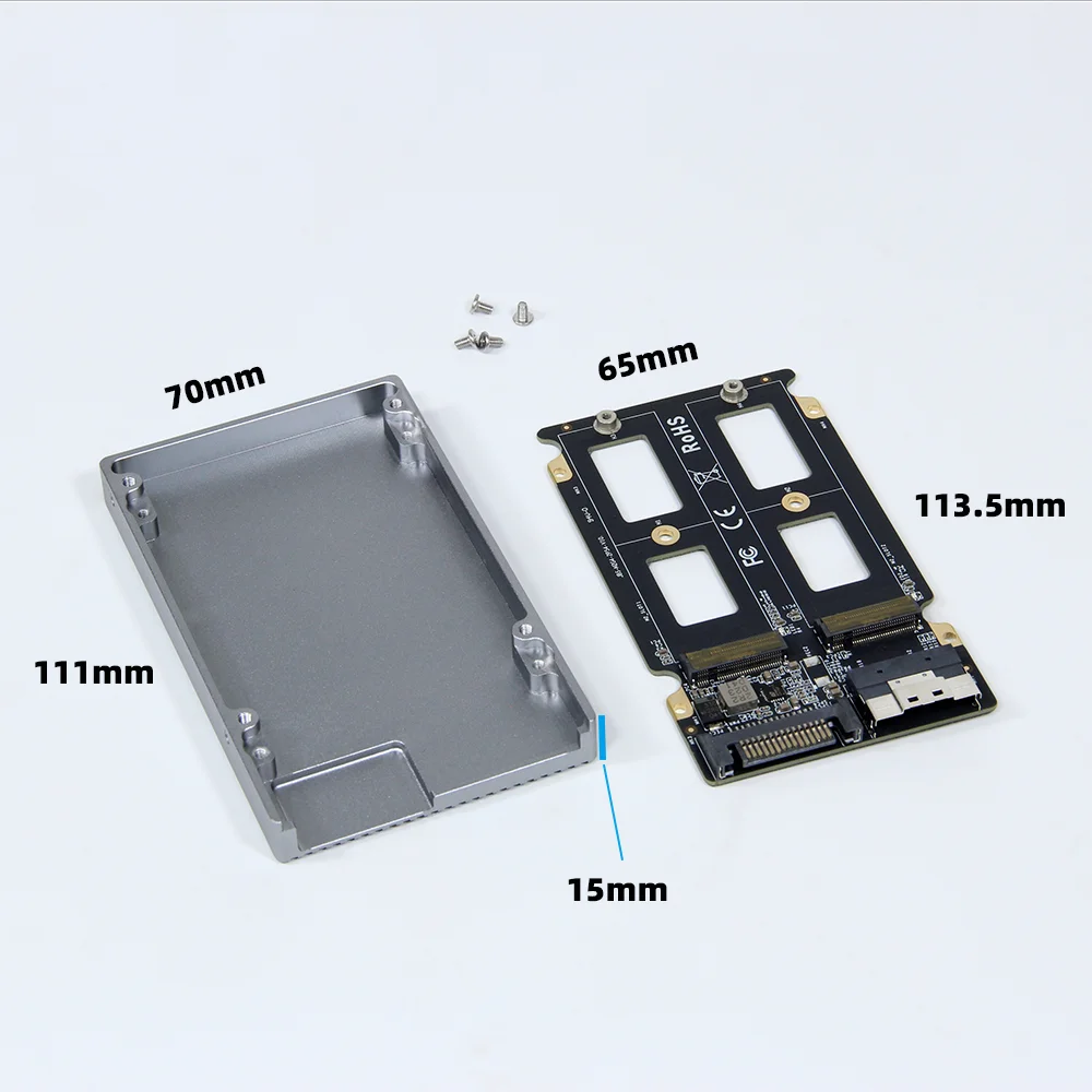 New External Graphics Card SFF-8654 8i To 2 M.2 2280 Nvme Adapter Card Board Motherboard / 2.5 HDD Heatsink 8654 A-B Cable 75cm