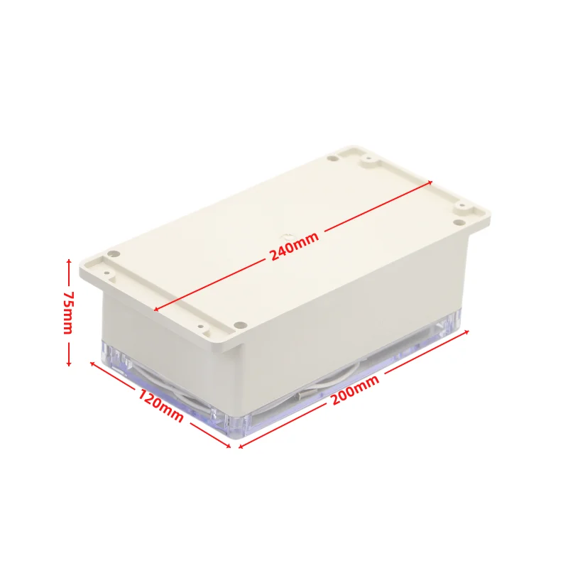 1pcs 200x120x75mm ABS plastic shell safety power supply shell transparent electronic shell with ears outdoor waterproof box