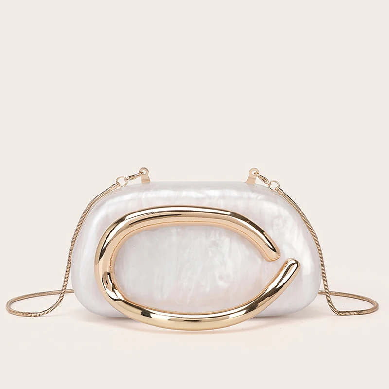 

Fashion Women's Acrylic Handbag Bride Metal Handle Luxury Evening Banquet Clutch Bag Shoulder Wedding Purse Party Crossbody Bag