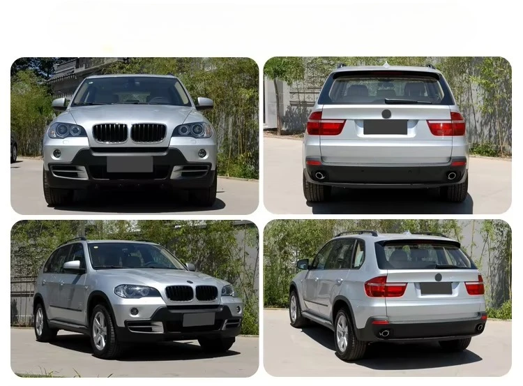 اكسسوارات السيارات Bodykit ل X5 E70 Bodykit 2008-2013 ترقية G05 X5M MT نمط طقم الجسم المصابيح الأمامية المصابيح الخلفية قطع غيار السيارات