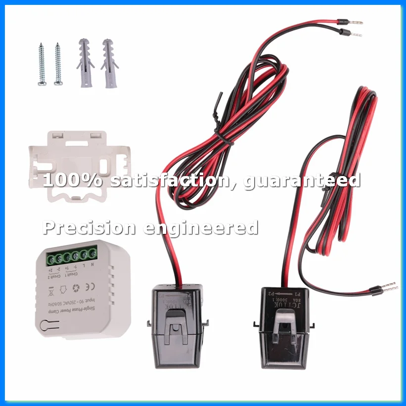 Tuya Smart Life WiFi Energy Meter 80A with CT Clamp KWh Power Consumption Monitor Electricity Statistics, 2 CT-A73M