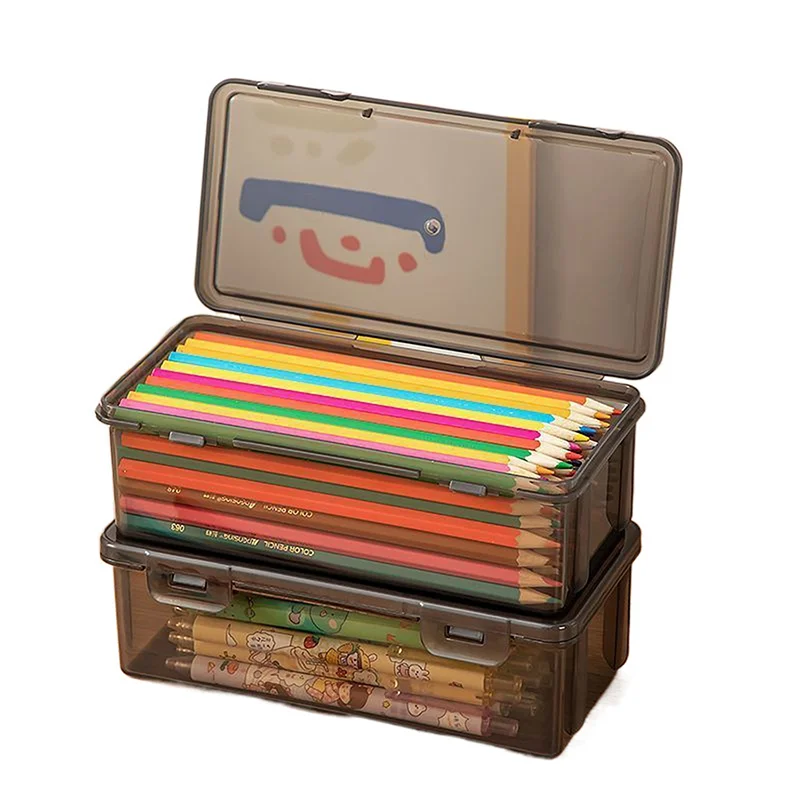 Teefarbe, großes Fassungsvermögen, leicht, praktisch für Schulbedarf, Aufbewahrung, Stiftbox, Organizer-Box, durchscheinendes Federmäppchen