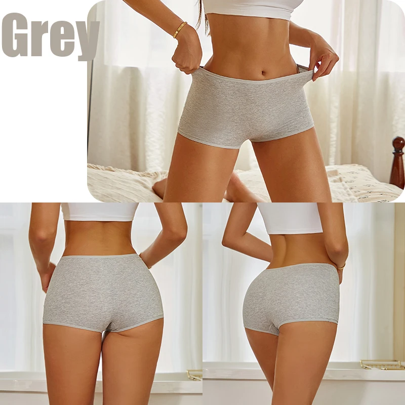 FINETOO 3KS/SET Dámské bavlněné kalhotky Bezešvé sportovní boxerky Spodní prádlo Dámské jednobarevné kalhotky Útulné intimní kalhotky Měkké - náhled 3