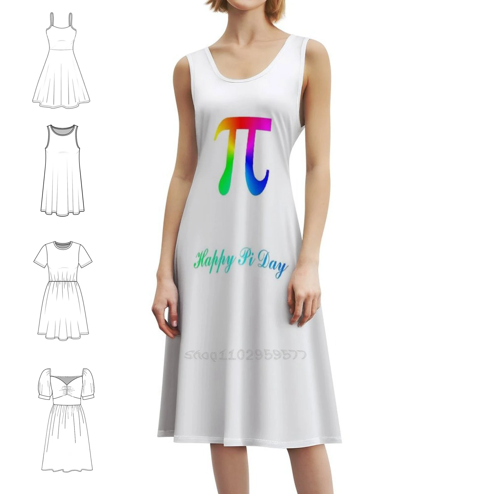 

Happy Pi Day Mathematic Math Teacher Leopard Rainbow Korean Style Dress For Women Elegant Casual Dress For Party Or Daily Wear