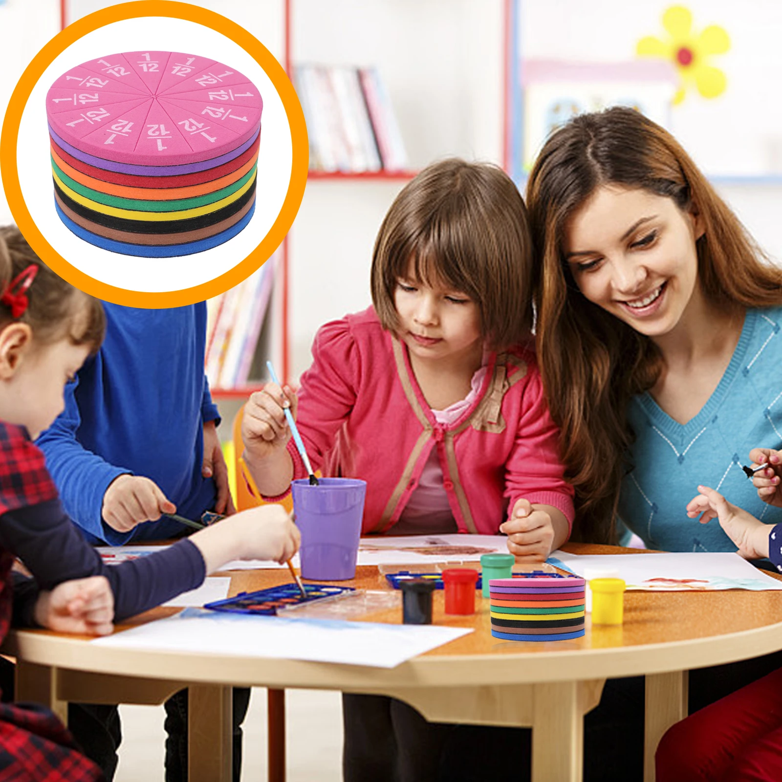 

2 Sets Eva Fraction Props Teaching Aids Number Trays For Early Education Learning Tool Math Education Fraction Circles
