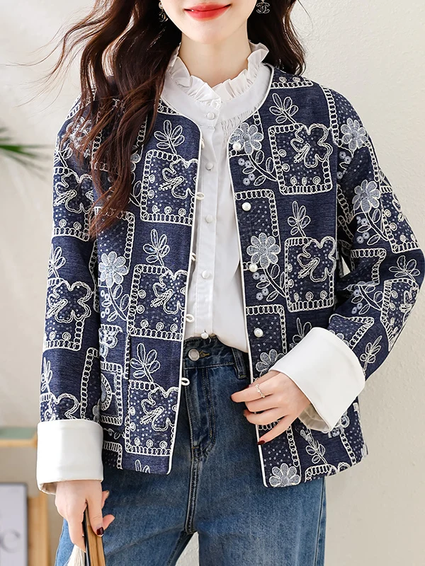 

Embroidered Sequin Denim Oversized Coat for Women Spring Autumn New Sle Batwing Sve Ele Versatile Trendy Top