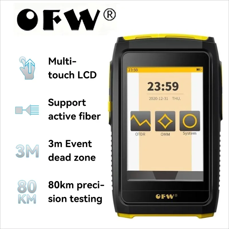 OFW MINi OTDR Active Fiber Live Test 1550nm 20dB Reflektometr światłowodowy Ekran dotykowy FTTH VFL OLS OPM FWT-100