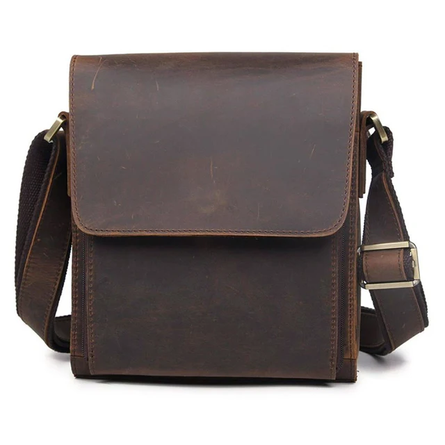 Moda w stylu vintage oryginalne skórzane męskie torby na ramię skórzane torby listonoszki męska torba typu Crossbody torba na co dzień w stylu kowbojskim brązowy średni