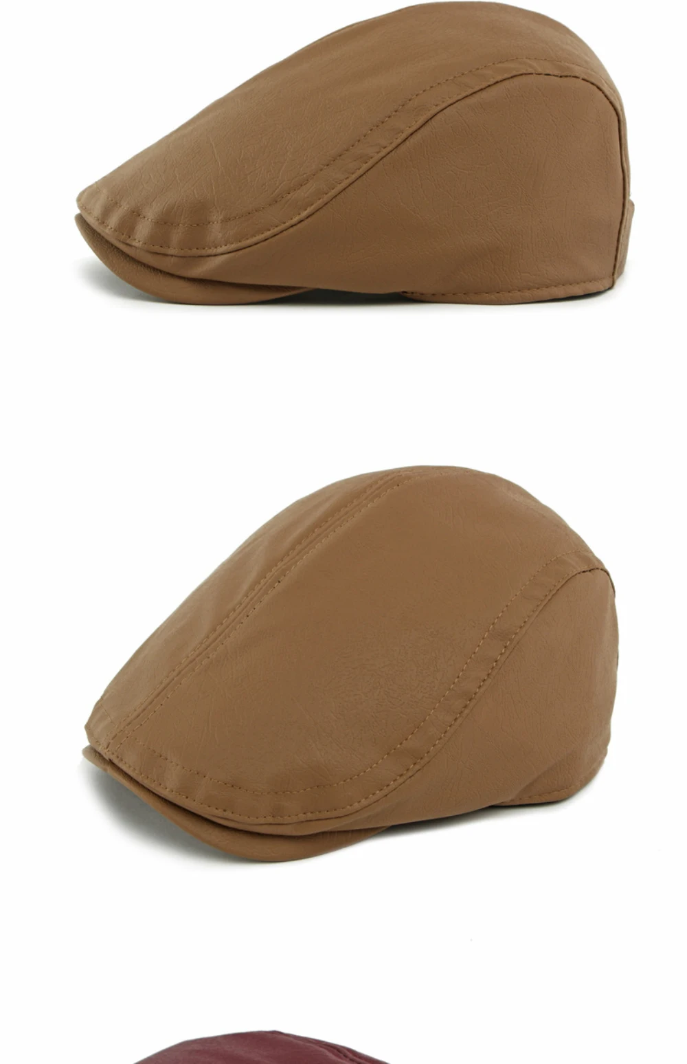 HT4867 Herren- und Damen-Baskenmütze, Vintage-Künstlermütze, Unisex, verstellbar, flache Mütze für Herbst und Winter, PU-Baskenmütze – Detail 8