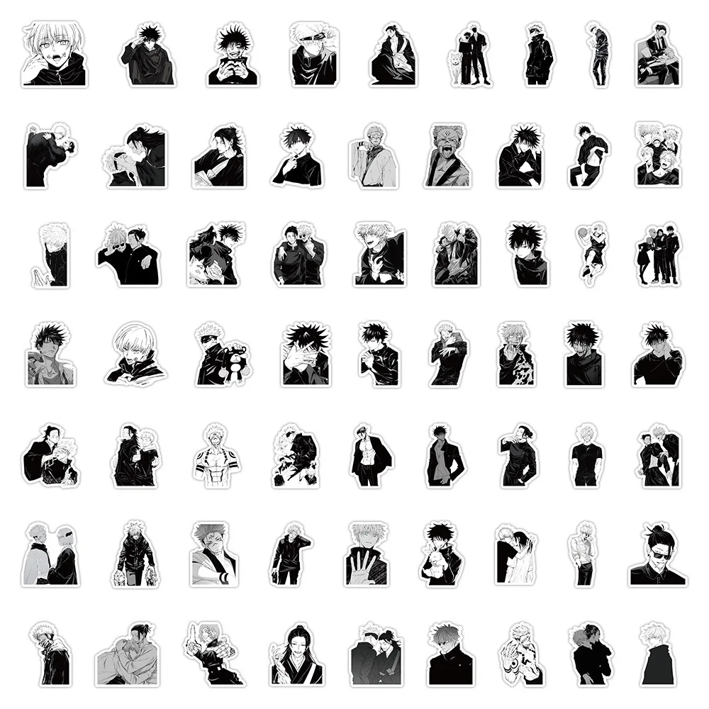 60pcs New Japanese Manga Jujutsu Kaisen Graffiti PET Transparent Material Decorative Mobile Phone Sticker