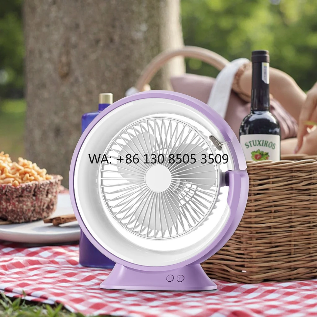 

Portable Type-C LED Lamp Air Cooling Fan Multiple Angles Adjustment Standing Fan Plastic Material Three Speed Fan