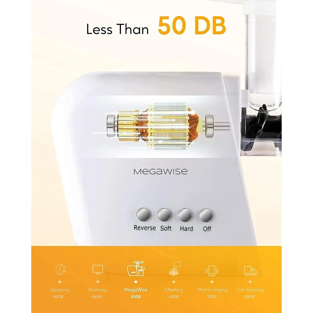 Обновленная соковыжималка с медленным жеванием, емкостью 95% сока, 2-скоростной и холодный пресс для фруктов, овощей, орехов